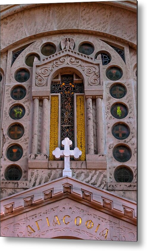 1948 Metal Print featuring the photograph White Cross at St Sophia by Ed Gleichman