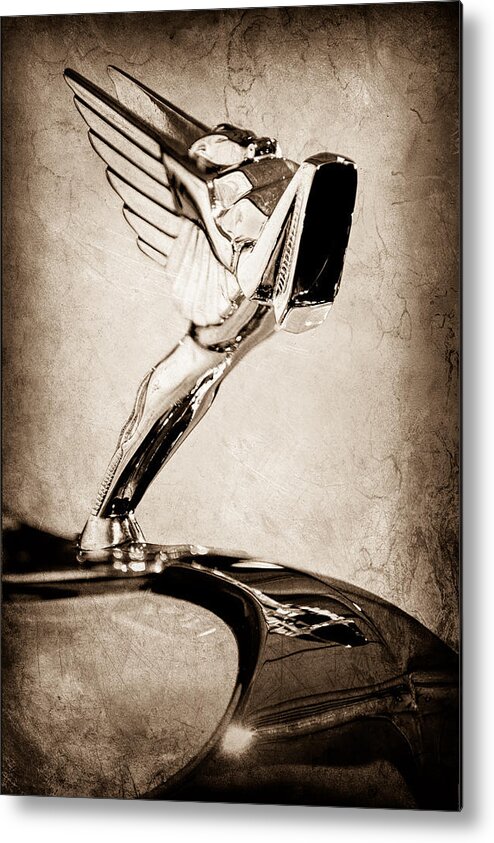 1931 Cord L-29 Legrande Speedster Hood Ornament Metal Print featuring the photograph 1931 Cord L-29 LeGrande Speedster Hood Ornament #3 by Jill Reger