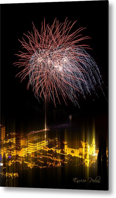 Fireworks Metal Print featuring the photograph Fireworks - Fuochi Artificiali - Pietra Ligure #3 by Enrico Pelos