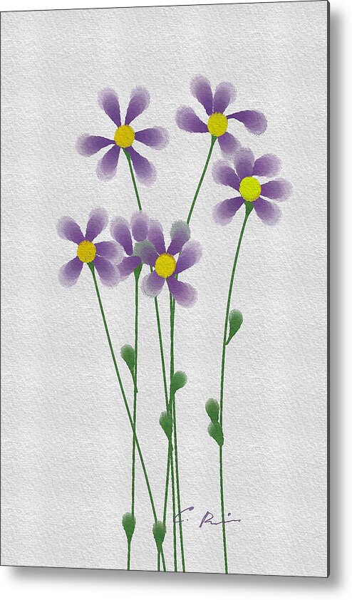 Flowers Metal Print featuring the painting Flowers #5 by Charlie Roman