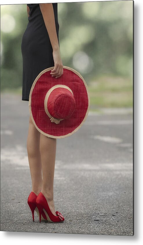 Girl Metal Print featuring the photograph Red Sun Hat #3 by Joana Kruse