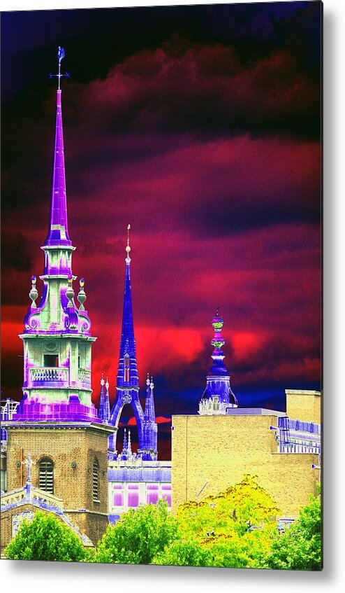Psychedelic Metal Print featuring the photograph 3 Spires by Richard Henne