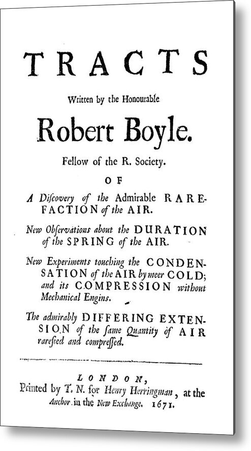 1671 Metal Print featuring the painting Robert Boyle (1627-1691) #31 by Granger