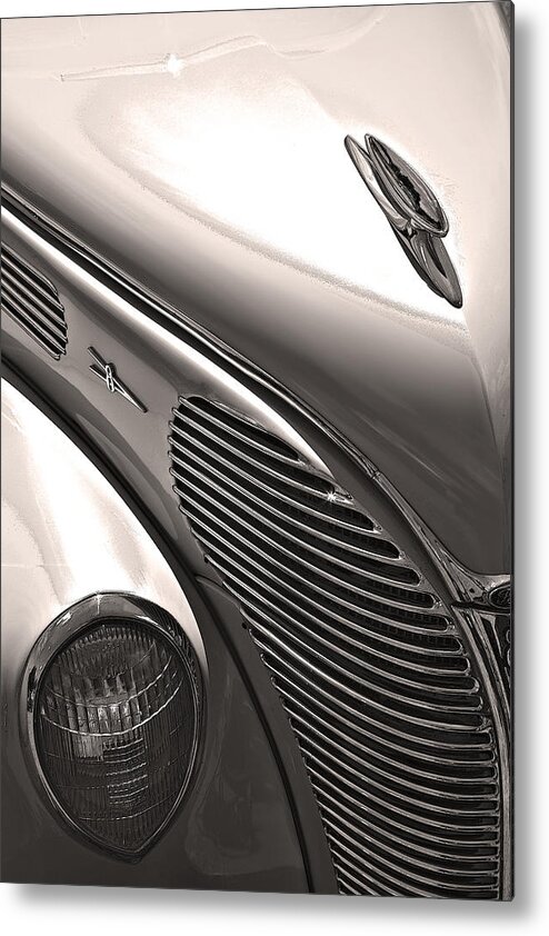 1940's Metal Print featuring the photograph 38 Ford Deluxe Sepia by John Bartosik