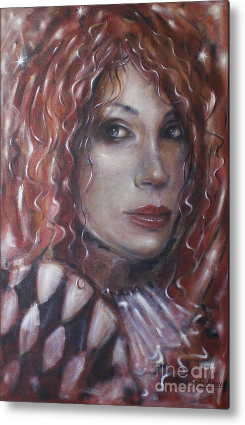 Woman Metal Print featuring the painting Who Is The Clown 140609 #2 by Selena Boron