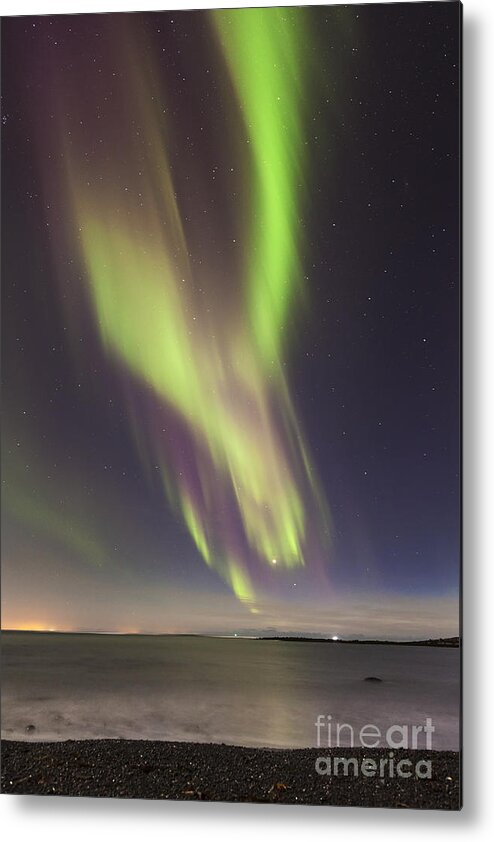 Northern Metal Print featuring the photograph Northern Lights Iceland #9 by Gunnar Orn Arnason