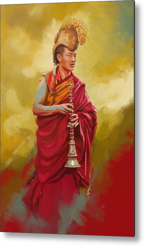 Buddhism Metal Print featuring the painting South Asian Art #8 by Corporate Art Task Force