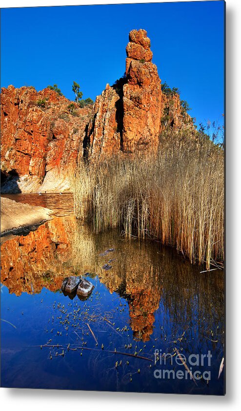 Glen Helen Gorge Outback Landscape Central Australia Water Hole Northern Territory Australian West Mcdonnell Ranges Metal Print featuring the photograph Glen Helen Gorge #9 by Bill Robinson