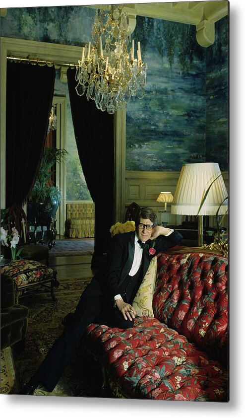 Art Metal Print featuring the photograph A Portrait Of Yves Saint Laurent At His Home by Horst P. Horst