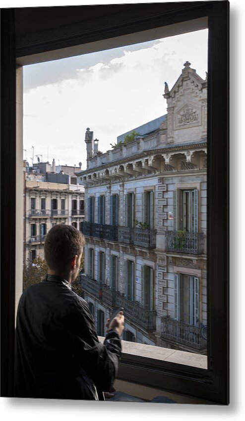 Boy Metal Print featuring the photograph A View from our Window by Dubi Roman