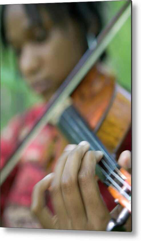 African American Metal Print featuring the photograph A Woman Plays The Violin by Peter Essick