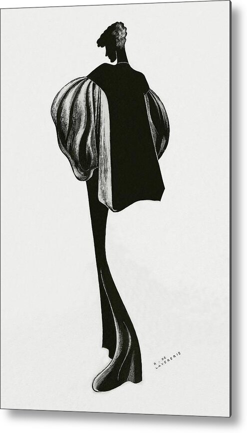 Fashion Metal Print featuring the digital art A Woman Wearing A Cape By Molyneux by Raymond de Lavererie