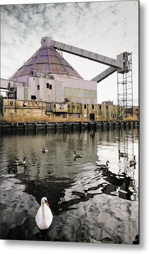 Redhook Brooklyn Metal Print featuring the photograph abandoned - Industrial - Swan song by Gary Heller