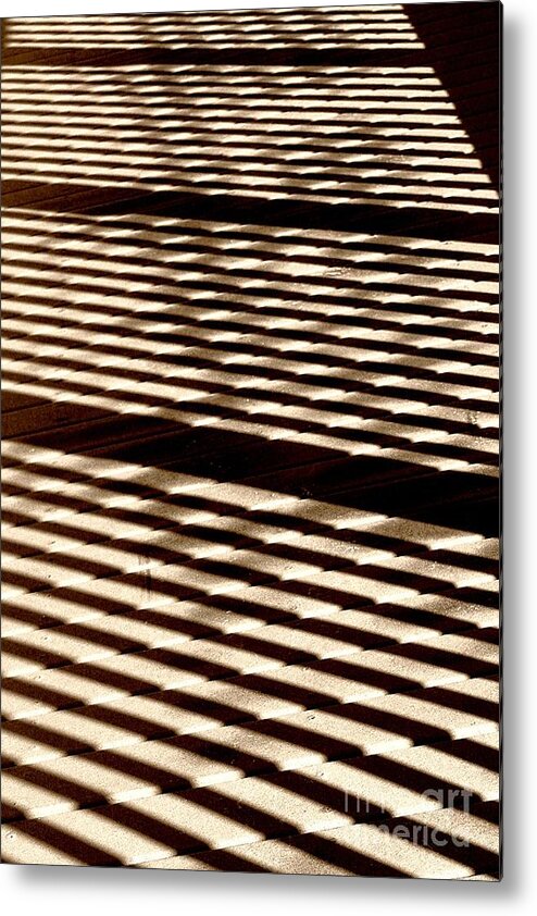 Sepia Abstract Metal Print featuring the photograph Abstract Shadows on Boardwalk by John Harmon