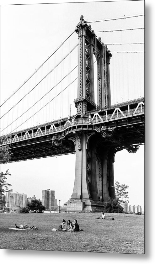 Manhattan Bridge Metal Print featuring the photograph Afternoon under the Manhattan Bridge - Brooklyn Bridge Park by Gary Heller