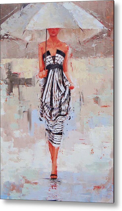 Laura Zanghetti Metal Print featuring the painting All Dressed Up by Laura Lee Zanghetti