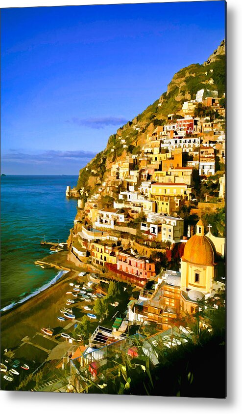 Italy Metal Print featuring the mixed media Along the Amalfi Coast by Cliff Wassmann