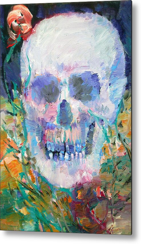 Skull Metal Print featuring the painting And A Glory Gleams From The Soul's Decadence by Fabrizio Cassetta