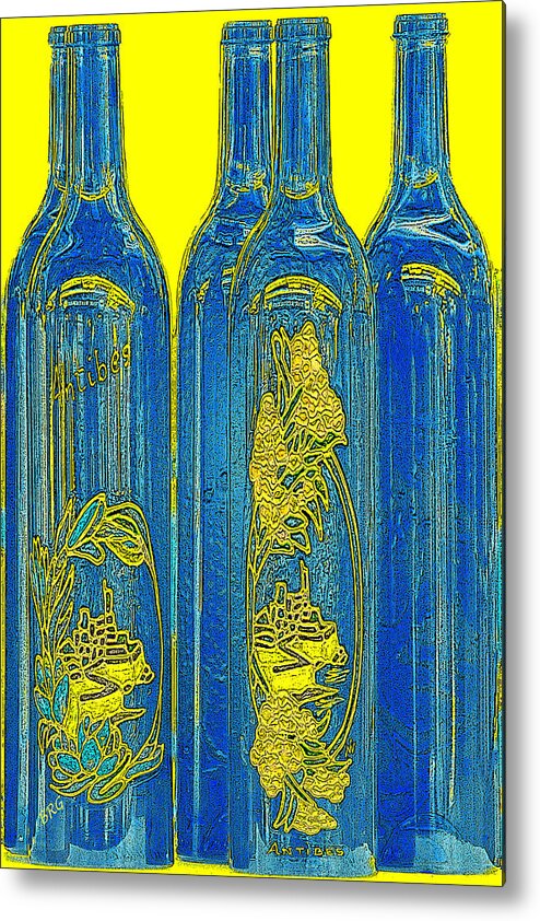 Bottle Metal Print featuring the photograph Antibes Blue Bottles by Ben and Raisa Gertsberg