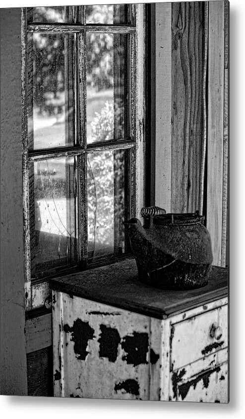 Antique Stove Metal Print featuring the photograph Antique Stove on Porch by Bonnie Bruno