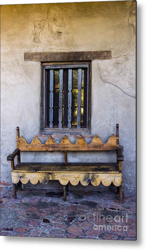 Antique Metal Print featuring the photograph Antique Wooden Bench and Window by David Doucot