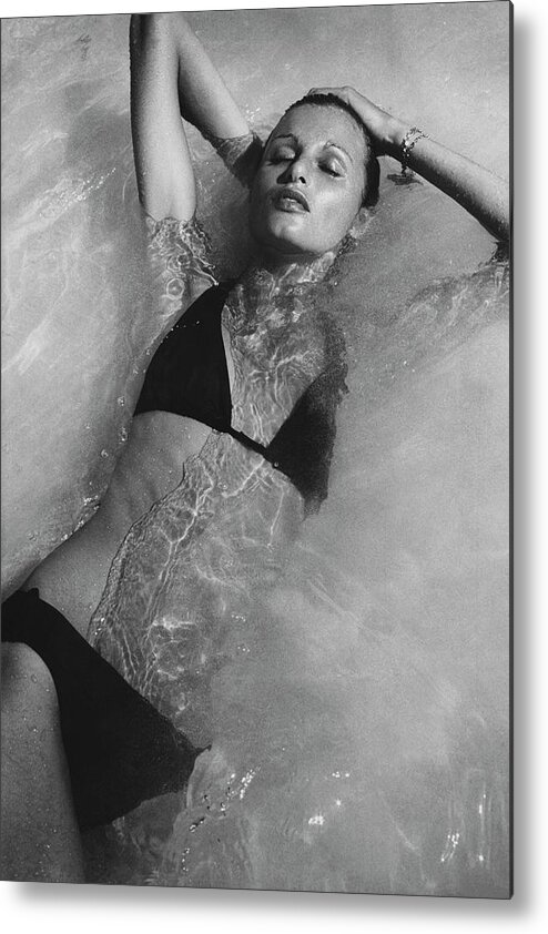Fashion Metal Print featuring the photograph Apollonia Van Ravenstein Wearing A Catalina by Bob Stone