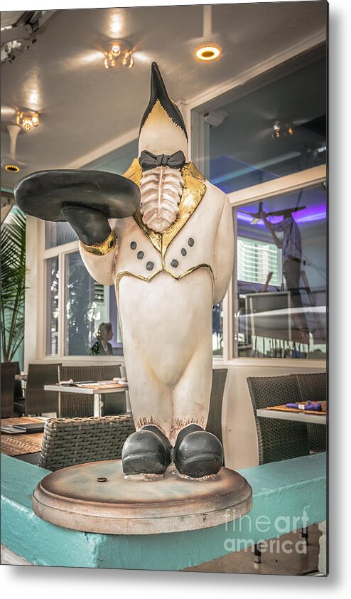 1920s Metal Print featuring the photograph Art Deco Penguin Waiter South Beach Miami - HDR Style by Ian Monk