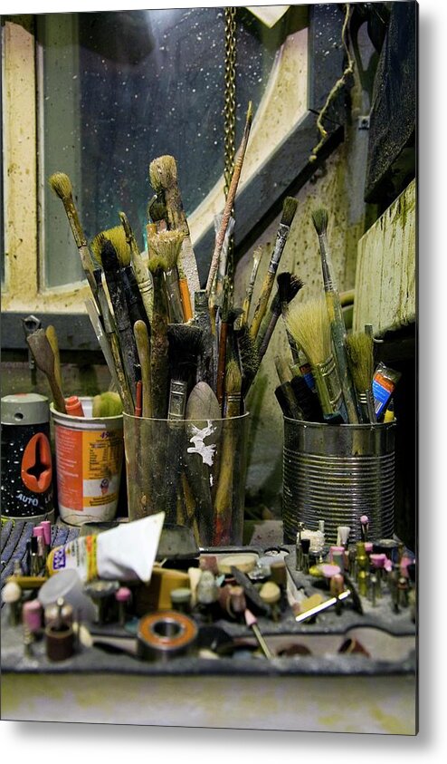 Equipment Metal Print featuring the photograph Art Restorer's Studio by Peter Menzel/science Photo Library