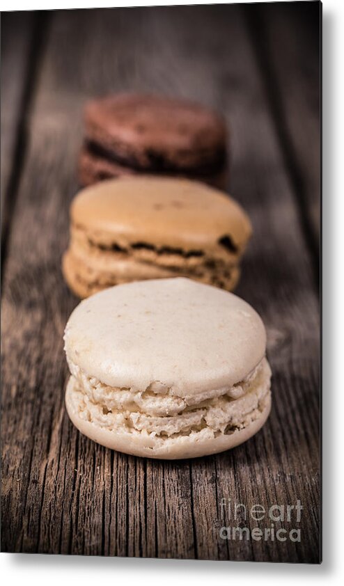 Background Metal Print featuring the photograph Assorted macaroons vintage by Jane Rix