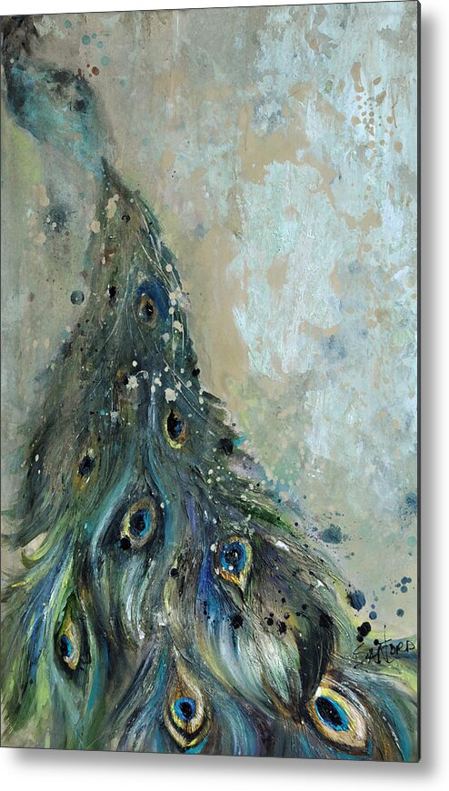 Peacock Metal Print featuring the painting Attention to De Tail by Amanda Sanford