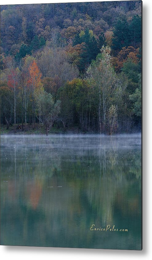 Lago Metal Print featuring the photograph AUTUNNO Alba sul lago - AUTUMN Lake dawn 9615 by Enrico Pelos