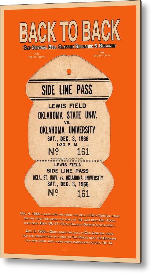 Oklahoma State University Metal Print featuring the photograph Back To Back Rivalry Wins by Robert J Sadler