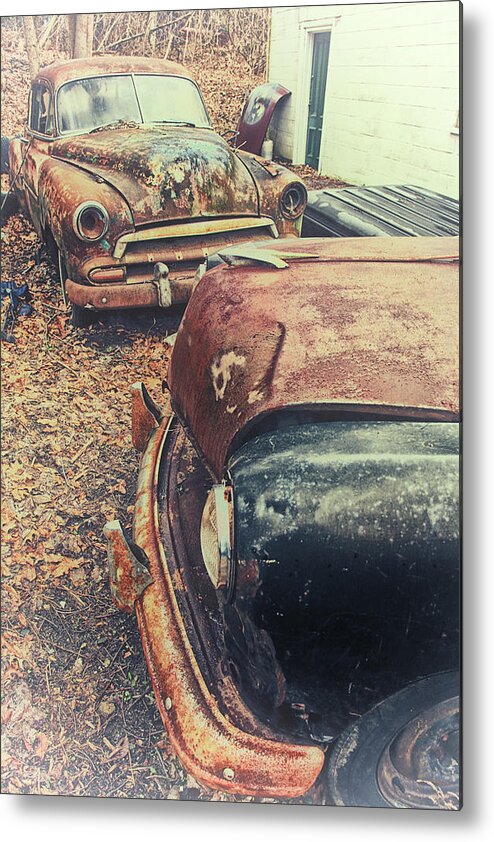 Vintage Cars Metal Print featuring the photograph Backyard Classics by Karol Livote