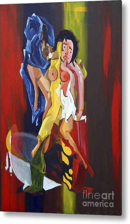 Young Lovers Metal Print featuring the painting Jeunes Amoureux Se Baignant by James Lavott
