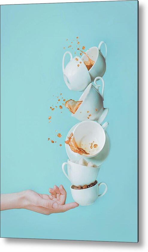 Unhealthy Eating Metal Print featuring the photograph Balancing Coffee by Dina Belenko Photography