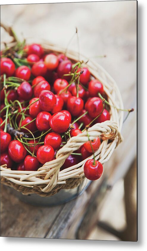 Cherry Metal Print featuring the photograph Basket Of Cherries by © Emoke Szabo