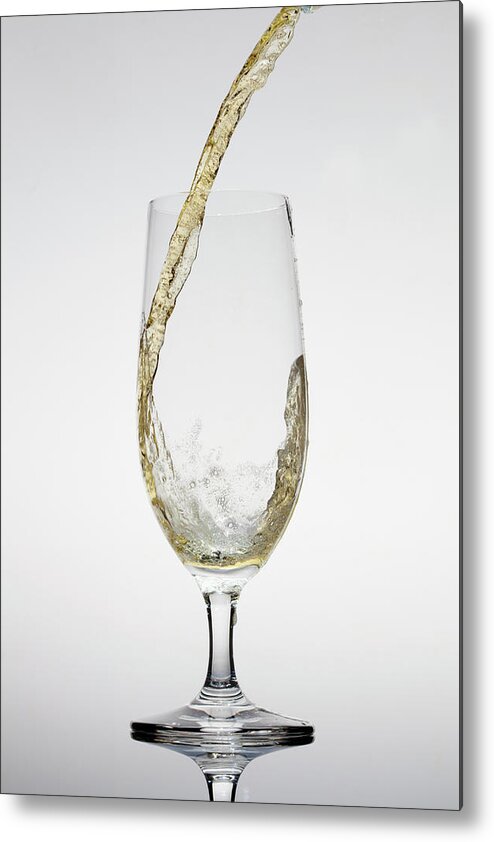 Alcohol Metal Print featuring the photograph Beer Being Poured Into A Glass by Dual Dual