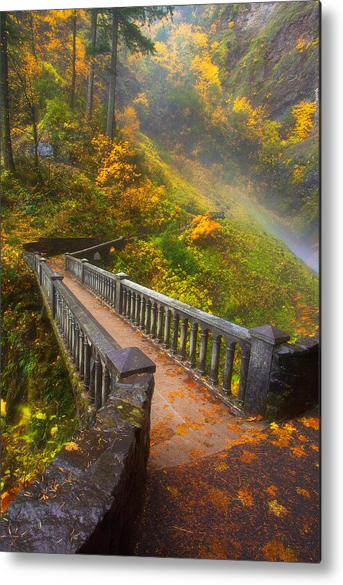 Footbridge Metal Print featuring the photograph Benson Bridge Fall Colors by Darren White