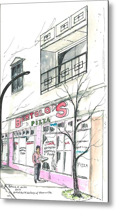 Pizza Metal Print featuring the painting Bertolo's Pizza by Patrick Grills