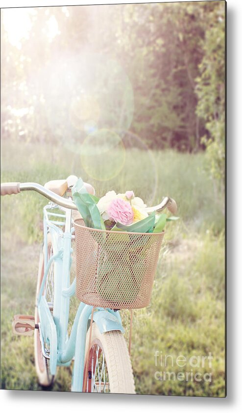 Bicycle Metal Print featuring the photograph Bicycle and Flowers by Stephanie Frey