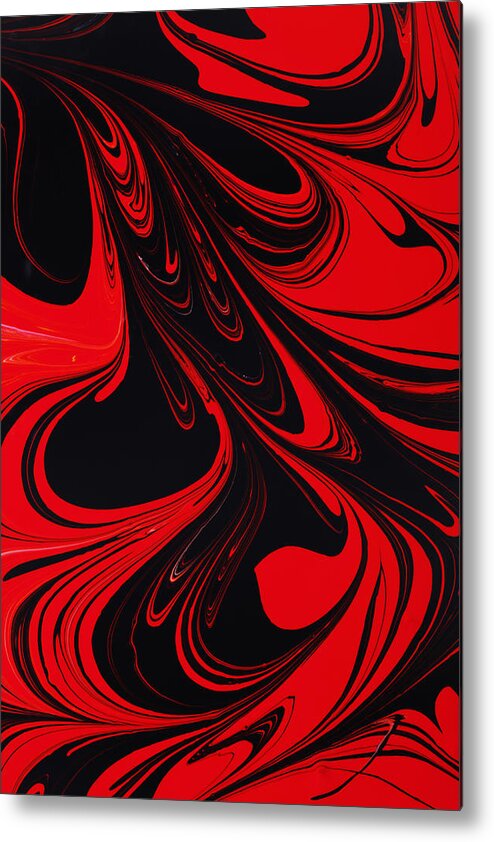 Black And Red Paint Swirls Metal Print by Paul Taylor 