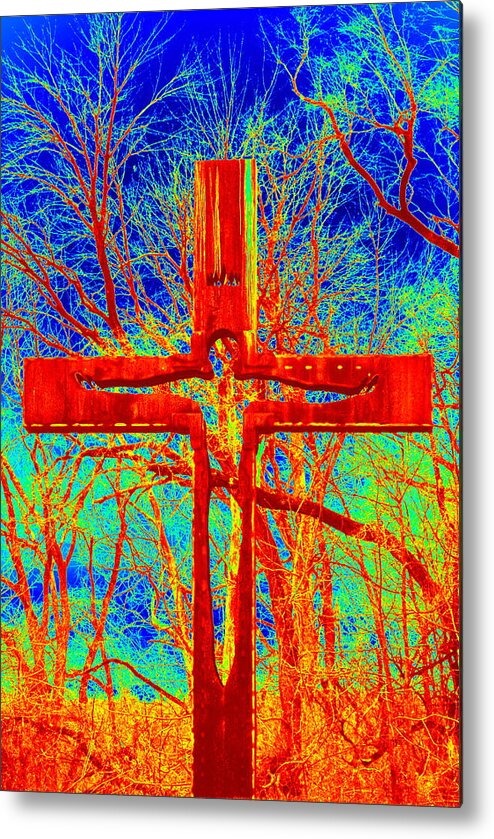 Cross Metal Print featuring the photograph Blood On The Cross by Cathy Shiflett