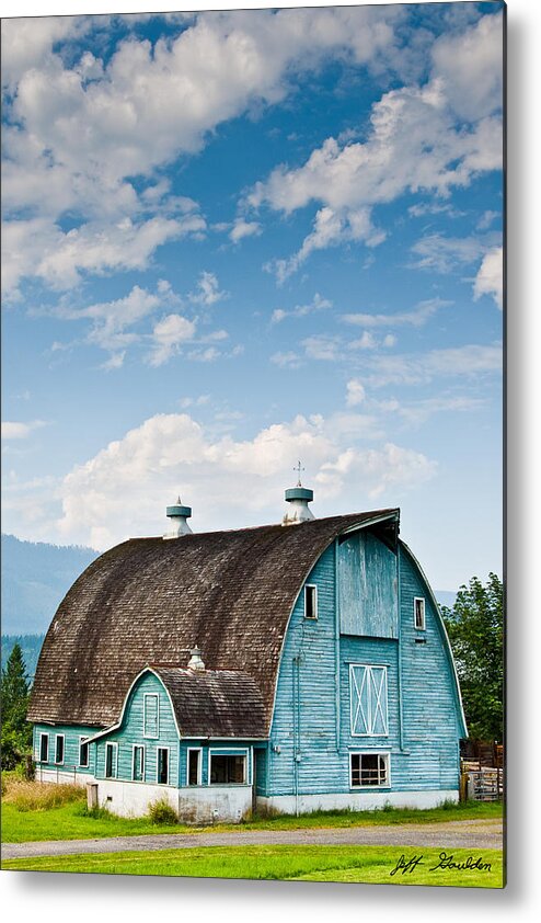 Agricultural Activity Metal Print featuring the photograph Blue Barn in the Stillaguamish Valley by Jeff Goulden