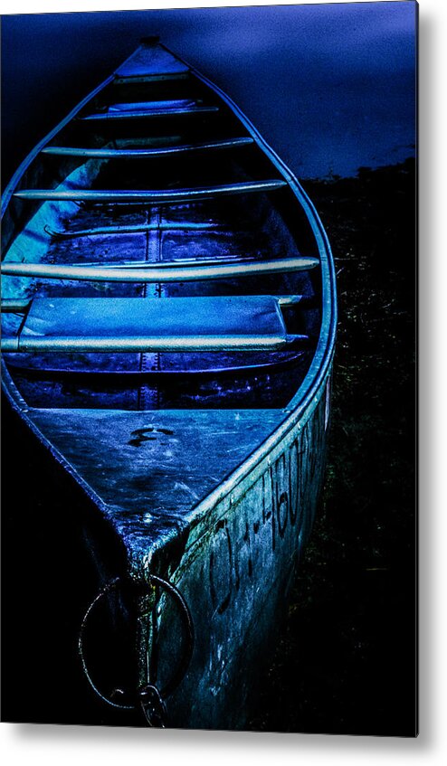 Canoe Metal Print featuring the photograph Blue Canoe by Michael Arend