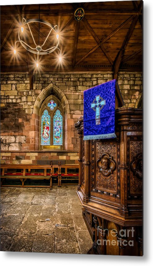 Welsh Church Metal Print featuring the photograph Blue Cross by Adrian Evans