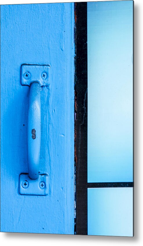 Door Metal Print featuring the photograph Blue Door Handle by Carolyn Marshall