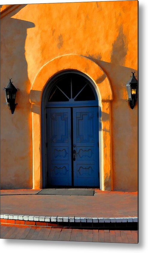 Southwestern Metal Print featuring the photograph Blue Door In Old Town by Jan Amiss Photography