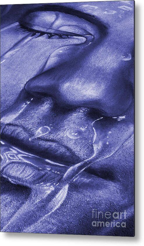 Chalk Metal Print featuring the photograph Blue Face by Anthony Totah