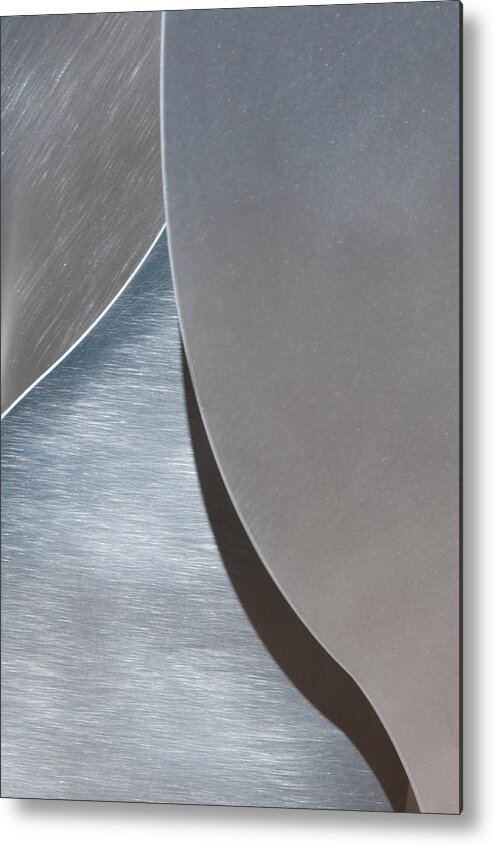 Abstract Metal Print featuring the photograph Blue metal curves by Carolyn D'Alessandro