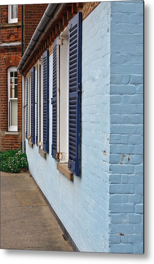 Blue Metal Print featuring the photograph Blue shutters by Tom Gowanlock